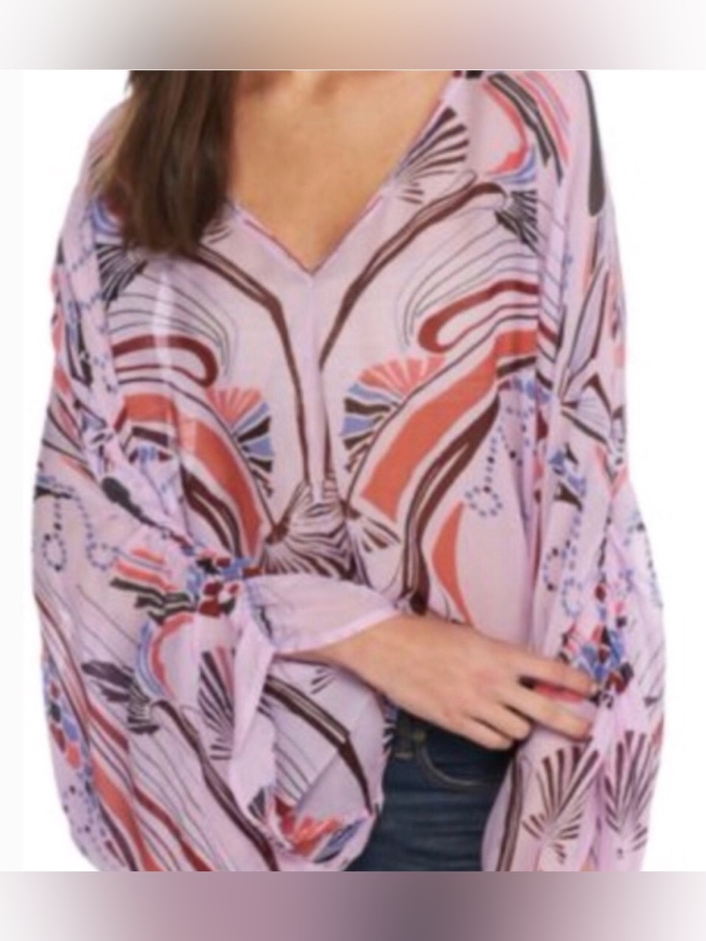 Free People Beneath the Sea Top Sheer Oversized Top Lilac Size Large